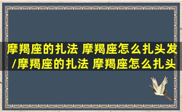 摩羯座的扎法 摩羯座怎么扎头发/摩羯座的扎法 摩羯座怎么扎头发-我的网站